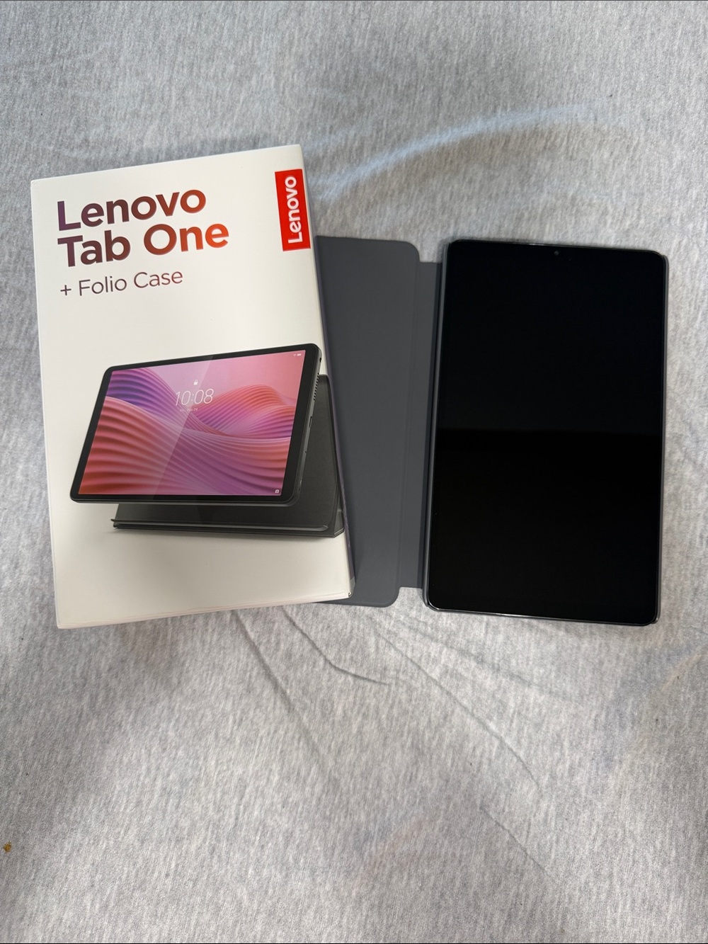 Lenovo Tab One Tablet with Gray Folio Case